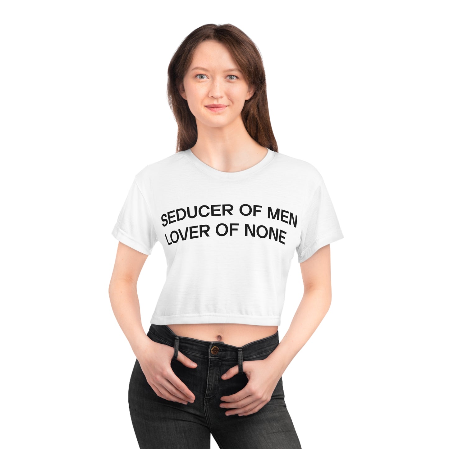 Seducer of Men Crop Tee, Stylish Women's Top, Casual Fashion, Gift for Girlfriends, Summer Outfits, Bold Statement Shirt